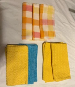 Assorted Lot Of 7 Pink Orange Yellow Aqua Cloth Napkins 16x16 Inch - Picture 1 of 4