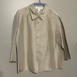 Women’s 100% Silk Jones New York Button Up Blouse Size 16 —-5 - Picture 1 of 4