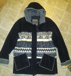 NWT Vintage Winlet 1969 Suede Leather Hooded Jacket Aztec Native American Sz L - Picture 1 of 11