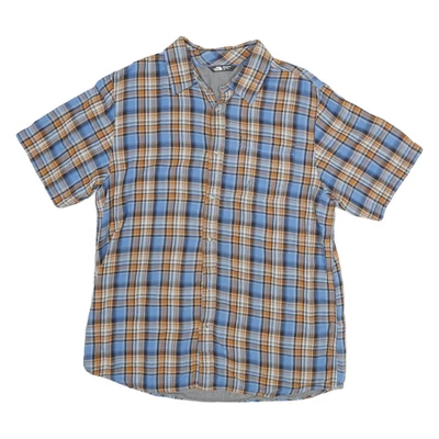 THE NORTH FACE Mens Blue & Brown Plaid Short Sleeve Shirt L Cotton Blend Casual - Image 1 of 4