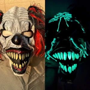 Halloween Crazy Clown Mask California Costume The Last Laugh Scary Glow In Dark - Picture 1 of 16