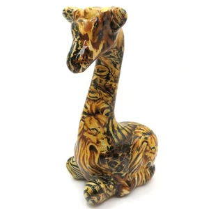 La Vie Safari Giraffe Figurine Ceramic Animal Print with Lions Jungle Décor - Picture 1 of 10