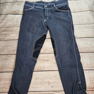 Romfh Culotte Femme Taille 16 Denim Équitation Équitation Genou Patch Pantalon - Photo 1/9