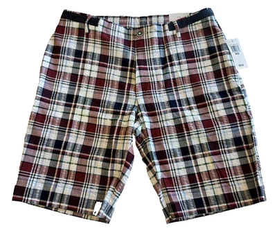 Pantalones Cortos a Cuadros 'Paisley & Gray' Rojo y Azul, Para Hombre Talla 30 - Calce Ajustado, Nuevos con Etiquetas, Orig. $90. Foto 1 de 4