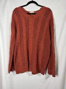 Easel Burnt Orange Cable Knit Sweater Size Small - Picture 1 of 4