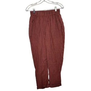 NEW Sundry Elastic Waist Summer Pants Cuffed Red Striped Women Small - Picture 1 of 14