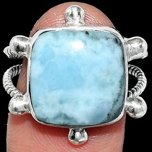 Natural Larimar (Dominican Republic) 925 Sterling Silver Ring s.9 Jewelry R-1268 - Picture 1 of 5