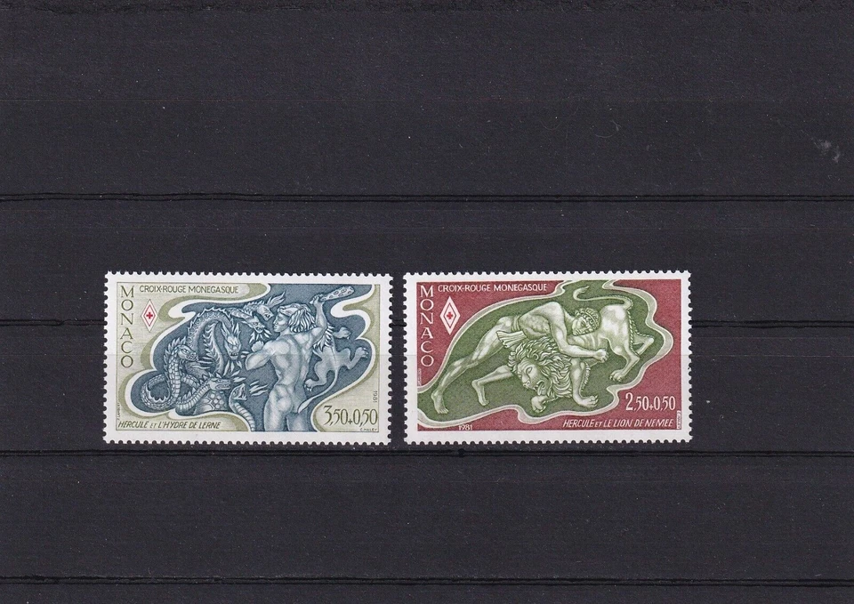 SA25e Monaco 1981 Monaco Red Cross - The Twelve Labours of Hercules, mint stamps - Image 1 of 1