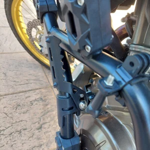 Black Motorcycle Highway Front Foot Pegs Folding Footrests Clamps Foot Rest - Picture 1 of 5