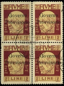 Italia 1921 bloque de 4 Fiume USADO SAS 160 CV $528,00 181110181 - Imagen 1 de 1