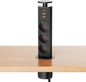 3 Prese Da Tavolo a Scomparsa Con USB C, Presa a Scomparsa Da Cucina Con 2 USB A - Foto 1 di 12
