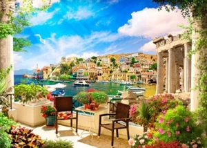 QPuzzles 500XL Piece Jigsaw Puzzle - Mediterranean Terrace - Picture 1 of 1