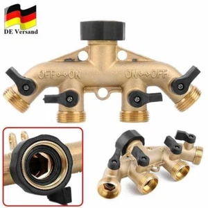 4-Wege Gardena Wasserverteiler Wasserhahn Verteiler 3/4" Messing schlauch Ventil - Bild 1 von 10