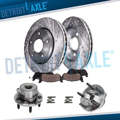 Front Drilled Rotors Brake Pads Wheel Bearing Hubs for 1996 - 2000 Taurus Sable - Image 1 of 4