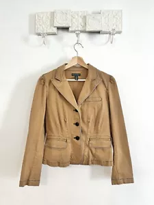 Ralph Lauren Jacket Women’s Small Tan Denim Pleated Jacket Flap Pockets - Picture 1 of 6
