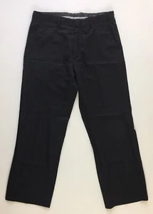 Club Monaco Black Pinstriped Size 34 Flat Front Men's Dress Pants P01 - Picture 1 of 12