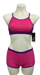Speedo Girls Pink Purple Stretch Scoop-Neck Racerback Tankini Set Swimsuit Sz 16 - Picture 1 of 12
