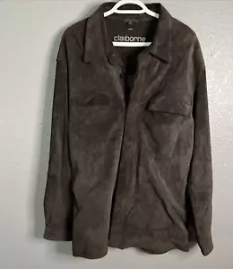 Claiborne Mens Shacket Leather XL Western Suede Brown Jacket Academia Casual - Picture 1 of 10