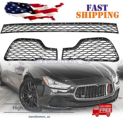 3Pcs For Maserati Ghibli 2014-2017 Front Bumper Lower Grill Set Grille Guard - Image 1 of 4