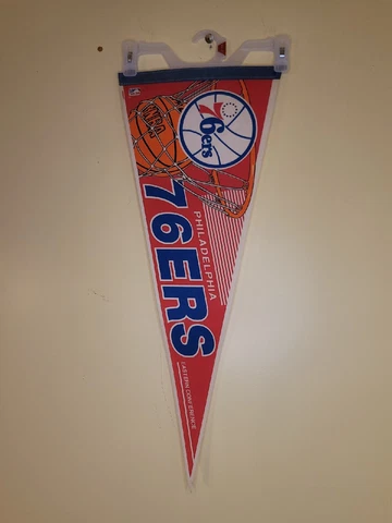 PHILADELPHIA SIXERS 76ERS VINTAGE 1990'S NBA WINCRAFT PENNANT - DEADSTOCK 30" Cover