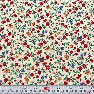 Tela de algodón blanco ondulada floral vintage por media yarda - Imagen 1 de 2