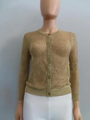 Suéter cárdigan tejido abierto dorado Christian Dior F 40/US 8 Foto 1 de 4