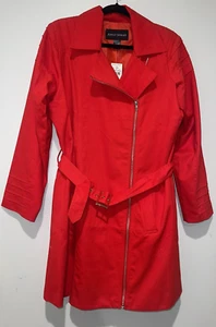 ASHLEY STEWART TRENCH COAT JACKET 12 Red - Picture 1 of 4