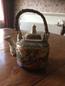Vintage Japanese Hand Painted Samurai China Teapot from the 1930s