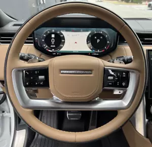Range Rover L460 2022 + Semi Aniline Perforated Caraway Heated Steering Wheel - Picture 1 of 1