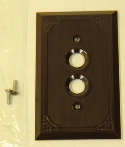 Vtg Brown Bakelite Push Button Light Switch Plate/Cover NOS ~ Art Deco ~ Scroll - Picture 1 of 3