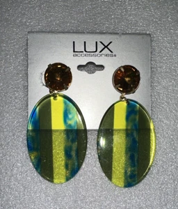 Lux  Large Oval Dangle Statement Earrings - Picture 1 of 2