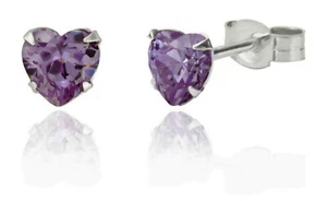 Sterling Silver Heart Shape Amethyst 1.24ct Stud Earrings (925) - Picture 1 of 3