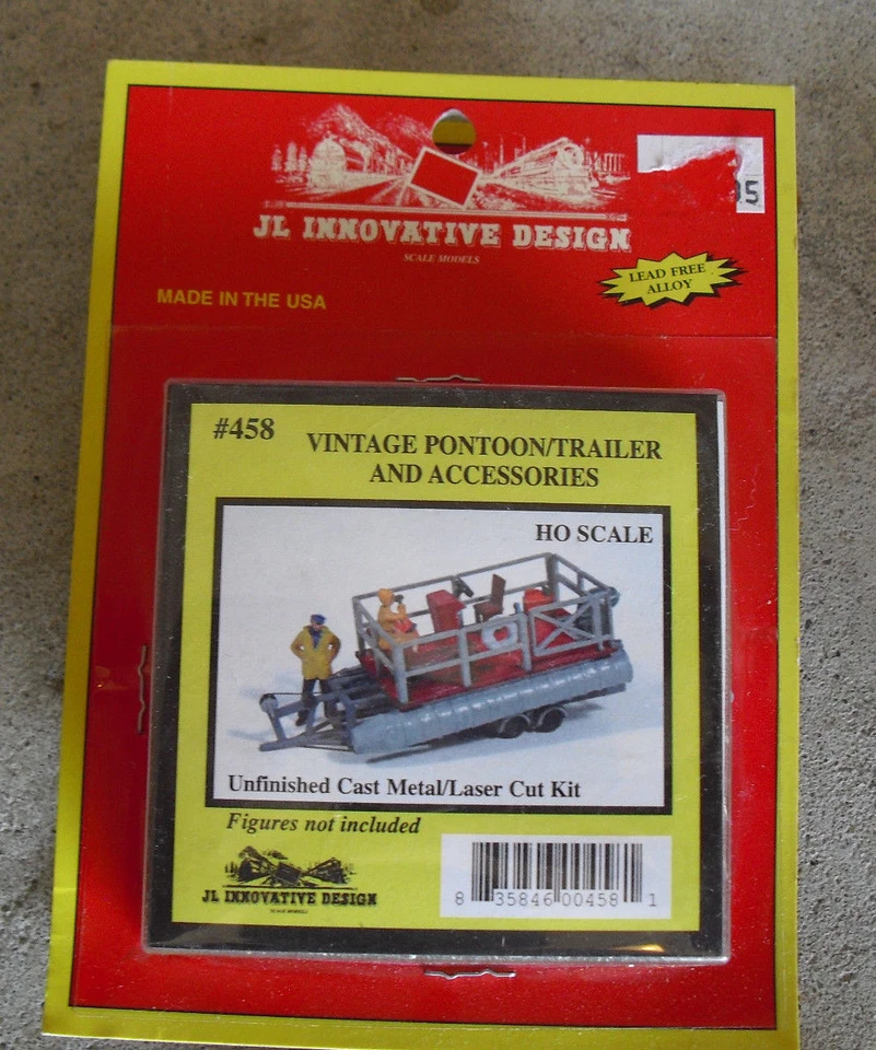 JL Innovative Design HO Scale 1:87 Vintage Pontoon Trailer and Acc Kit NIP 458 - Image 1 of 1