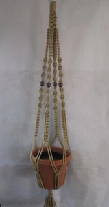 MACRAME PLANT HANGER 44 inch Deluxe Style 6mm Sand - CHOOSE CORD COLOR - Picture 1 of 20