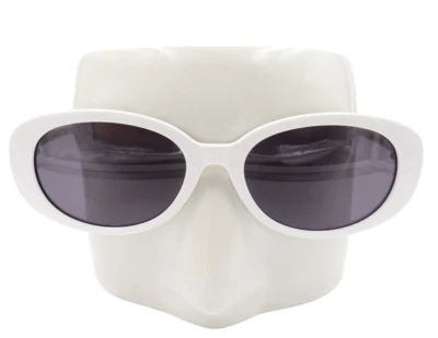 New Gucci Oval Polished White Women Gray Sunglasses GG1684SA 006 55 $355 - Image 1 of 4