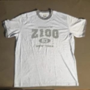 Vintage Z100 New York Radio Ringer T Shirt Light Blue/grey ✅ - Picture 1 of 7