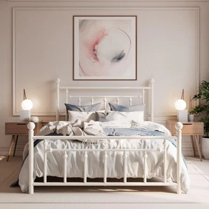 14'' Queen Size Metal Platform Bed Frame/Victorian Headboard and Footboard/St... - Picture 1 of 7