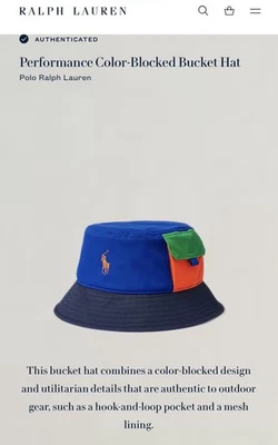 Polo Ralph Lauren Performance Color Block Bucket Hat Size L/Xl Side Pocket - Image 1 of 4