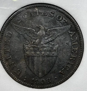 1908-S Philippines Silver 1 PESO - Corregidor Sea Salvage - 25149 - Picture 1 of 3
