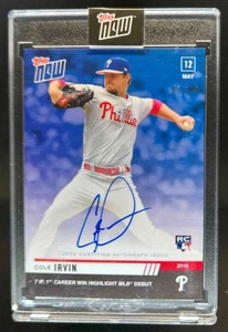 2019 Topps Now Cole Irvin Blue Auto Autograph #07/99 Phillies - Bild 1 von 2