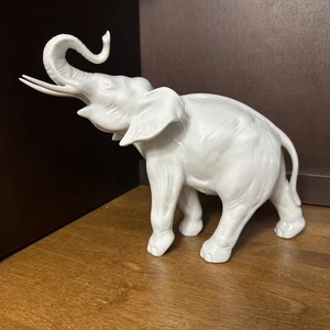 Royal Dux Elephant Figurine Large Porcelain White Glaze Czech Vintage 11” - Picture 1 of 13