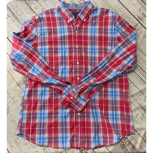 Crown & Ivy Button Up Shirt Mens XL Plaid Slim Fit Long Sleeve Collared Pocket - Picture 1 of 10