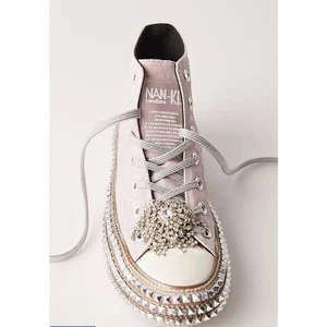Free People Nan-Ku Couture Cruise Studded High Top Sneaker 39/ 8.5 Mellow Mauve - Picture 1 of 14