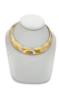 Vintage Halskette gold silberfarben Omega graduiert flexibel 16" - Bild 1 von 6