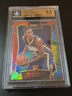 2015/16 Panini Select Myles Turner Tie Dye novato #06/25 grado 9,5 con un 10 Foto 1 de 4