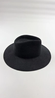 Rag & Bone Hat Wide Brim Fitted Wool Felt Black Classic Fedora Mens Medium - Image 1 of 4