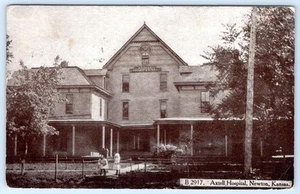 1908 AXTELL HOSPITAL NEWTOWN KANSAS ANDERSONS BUCH & PORZELLANLADEN POSTKARTE - Bild 1 von 2