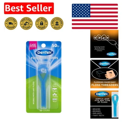 50 enhebradoras de hilo dental sin sabor para aparatos ortopédicos y puentes - Diseño fácil de usar Foto 1 de 4