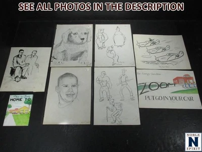 Dibujos de colección bocetos pruebas de artista Segunda Guerra Mundial 1940s 1950s Gas Oil Noblespirit Foto 1 de 4