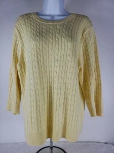 Jeanne Pierre Womens size med Yellow cable knit Pullover Sweater career casual - Picture 1 of 11